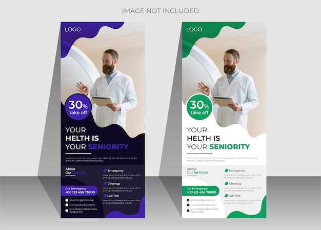 Modernes medizinisches gesundheitswesen roll-up oder x-banner-design-vorlage