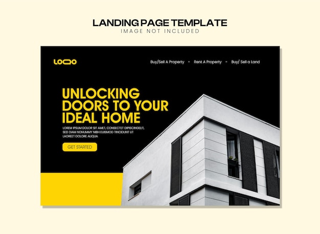 Vektor modernes minimalistisches landing page-design für immobilien