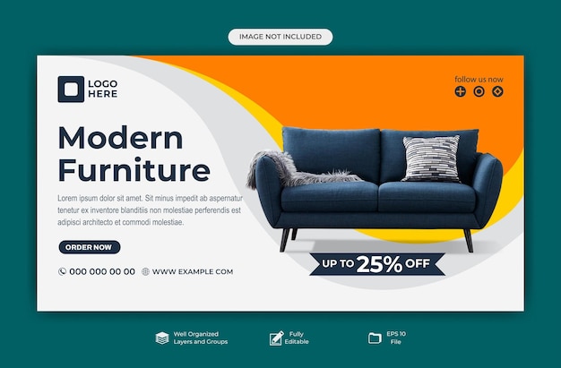 Modernes Möbelverkaufsbanner mit 25 Rabatt und stilvollem Sofa-Design