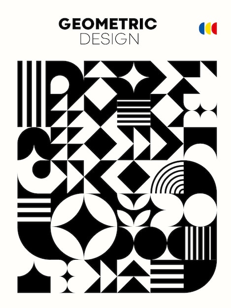 Modernes monochromes poster mit geometrischem bauhaus-muster