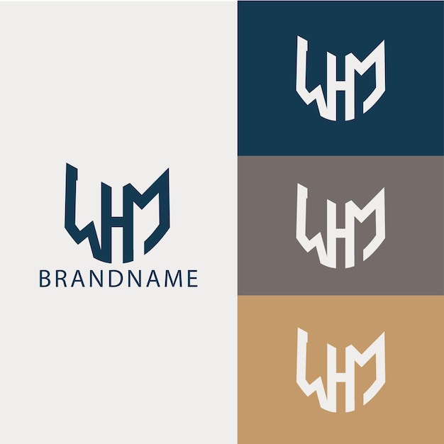 Modernes monogramm anfangsbuchstabe whm logo-design-vorlage