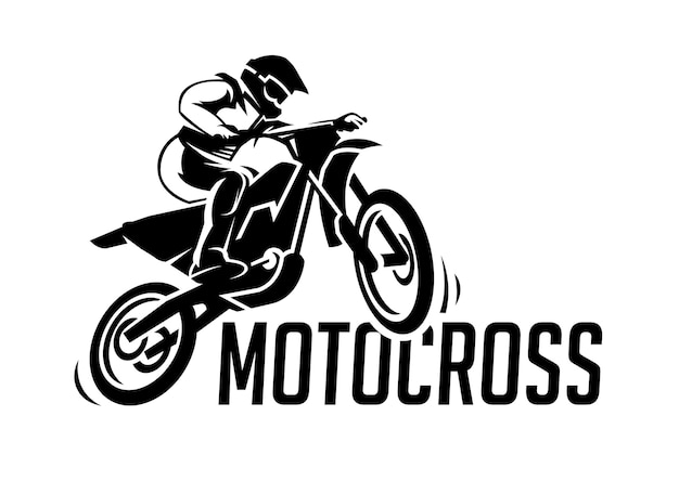 Modernes motocross-logo in der schwarzen weißen art