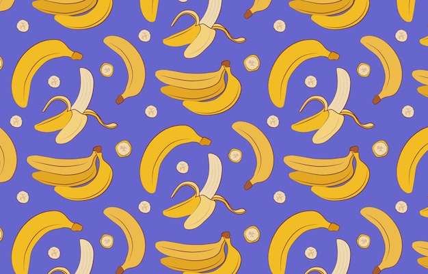 Modernes Muster mit Bananen im Cartoon-Stil