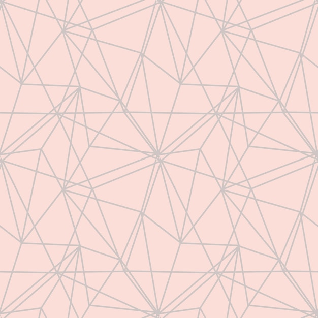 Modernes nahtloses Mosaikmuster mit pastellfarbenen abstrakten Dreiecken und dünnen Linien