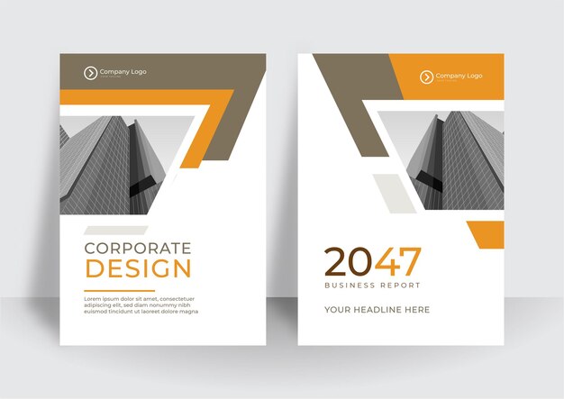 Modernes, orange-weißes a4-cover-design-layout für unternehmen. abstrakte geometrie mit unternehmenskonzept