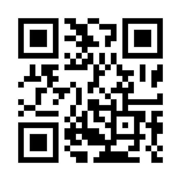 Modernes quadratisches Muster mit schwarzem QR-Code-Symbol auf weißem Hintergrund