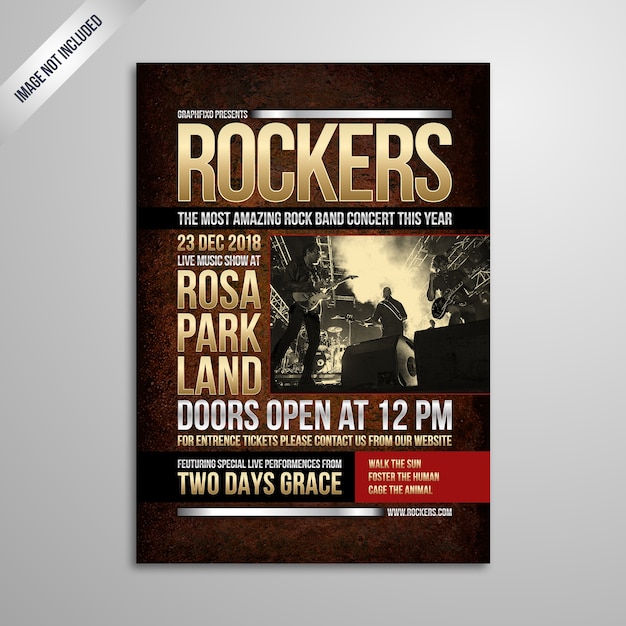 Modernes rockmusik-festival-plakat