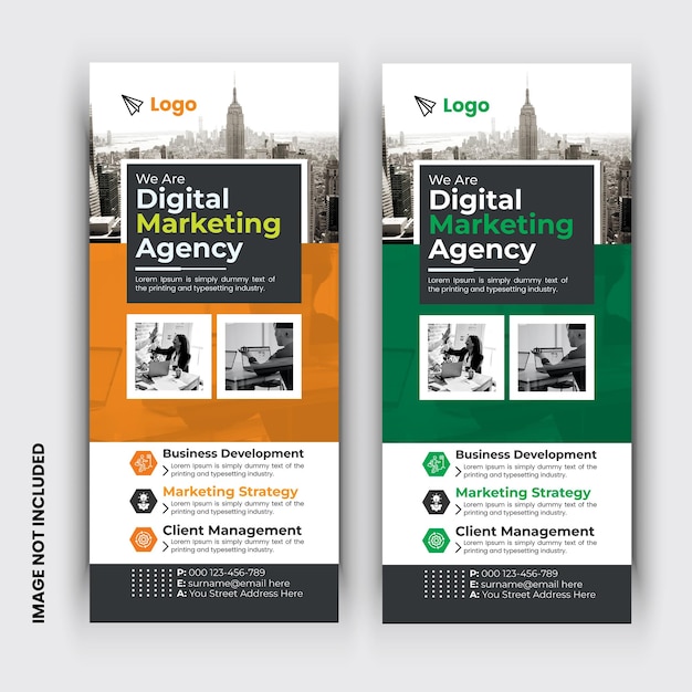 Modernes Roll-up-Banner. Professionelles Standbanner-Vorlagendesign mit kreativen Formen und Ideen