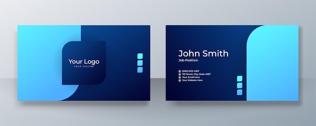 Modernes sauberes blaues visitenkartendesign. kreative und saubere unternehmenskartenvorlage.