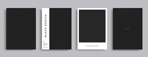 Vektor modernes schwarzes cover-design abstraktes poster mit gewelltem punktmuster
