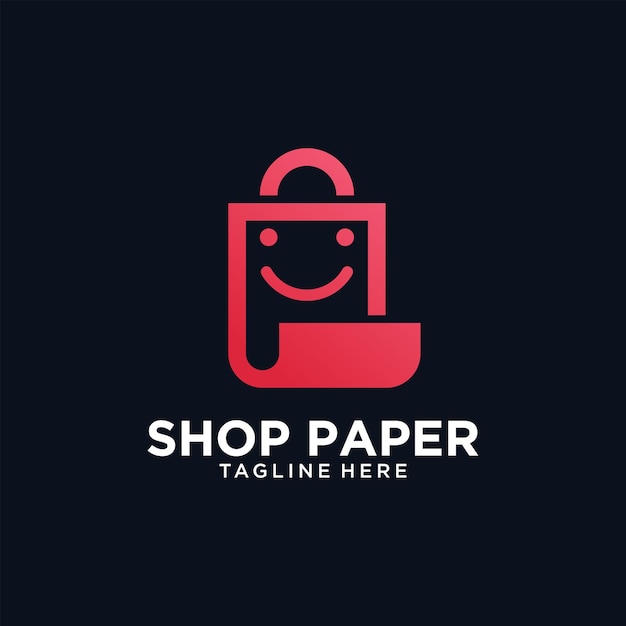 Modernes shop-papier mit smile-logo-design