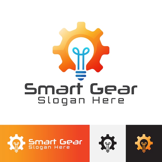 Modernes smart gear logo. brainstorming-ideen-symbol.