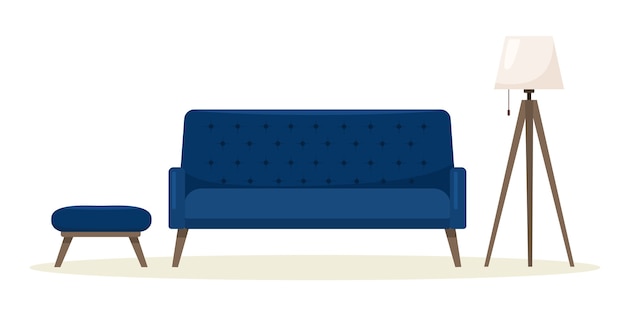 Vektor modernes sofa mit stehlampe.