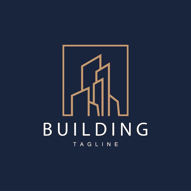 Modernes stadtgebäude-logo-design luxuriöse und einfache städtische architektur