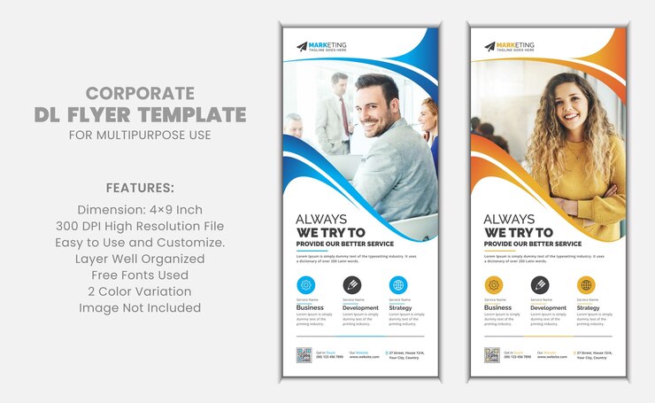 Vektor modernes stilvolles steigungs-unternehmens-dl-flyer-gestell-karten-schablonen-kreatives design