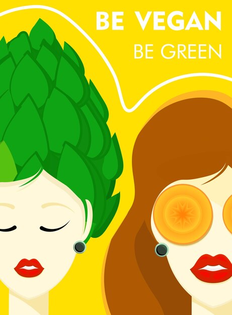 Modernes trendiges banner zum thema vegetarismus world vegan day healthy food frau mit artischocke