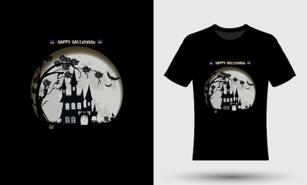 Modernes, trendiges t-shirt-design mit fröhlicher halloween-illustration