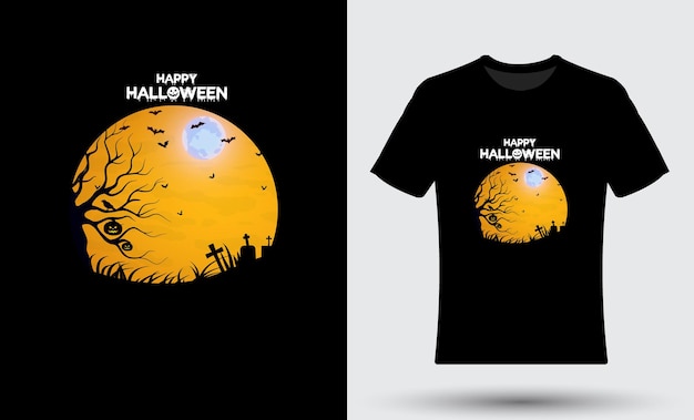 Modernes, trendiges t-shirt-design mit fröhlicher halloween-illustration