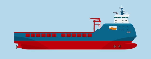 Modernes trockenfrachtschiff isoliert. vektorgrafik im flachen stil.