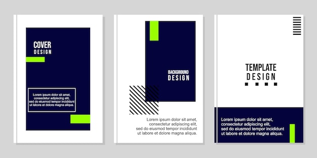 modernes und einfaches cover-set minimalistisches blau-weißes hintergrunddesign für berichtsbroschüren