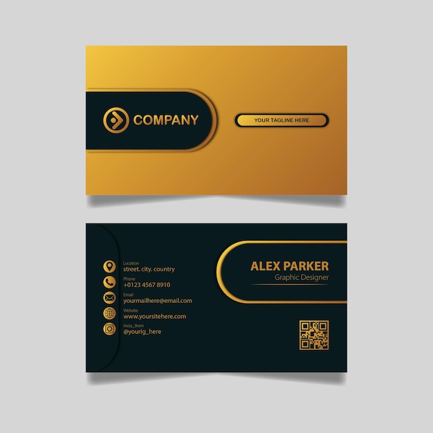 Vektor modernes und exklusives visitenkarten-template-design mit goldener farbe