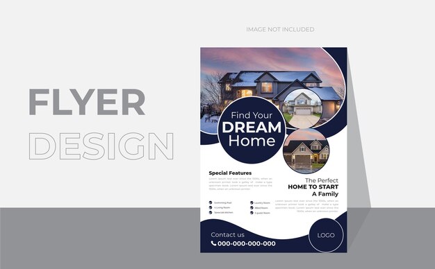 Modernes und kreatives traumhaus a4 flyer design banner vorlage mit vektor