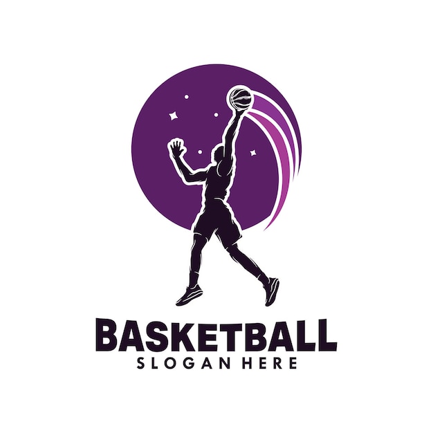 Vektor modernes vektordesign der basketball-silhouette
