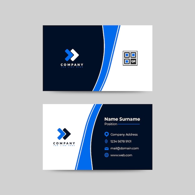 Modernes Visitenkarten-Design mit blau-weißen Akzenten