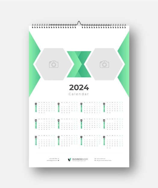 Modernes Wandkalender-2024-Vorlagendesign