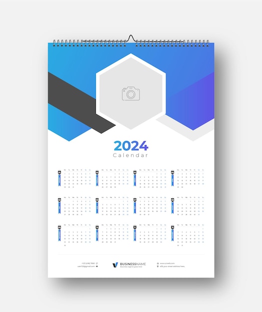 Modernes Wandkalender-2024-Vorlagendesign