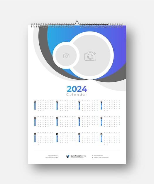 Modernes Wandkalender-2024-Vorlagendesign