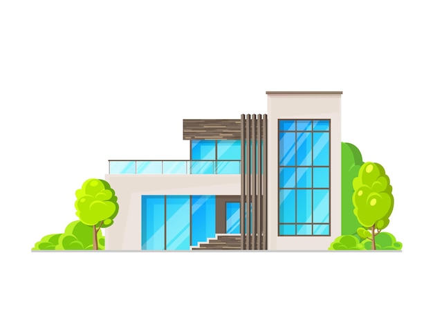 Modernes zweistöckiges Wohnhaus aus Steinmauern