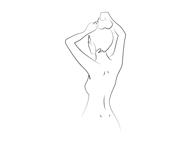 Modestil Jugend Fitness Sport Schönheit minimalistische Strichzeichnung Vektorillustration