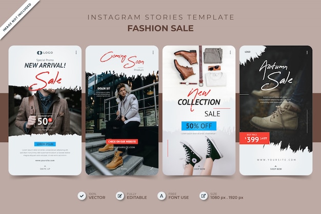 Vektor modeverkauf instagram geschichten sammlung