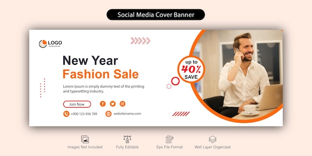 Modeverkauf social media facebook cover banner template design