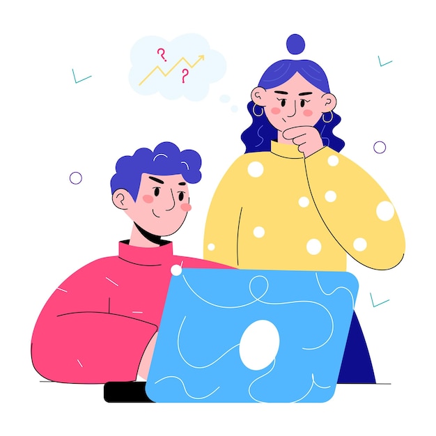 Modische Mini-Illustration des Datenteams