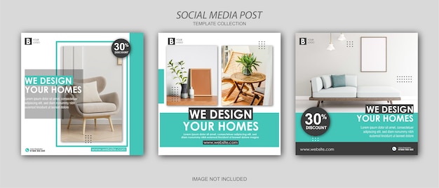 Möbel instagram social media post template set