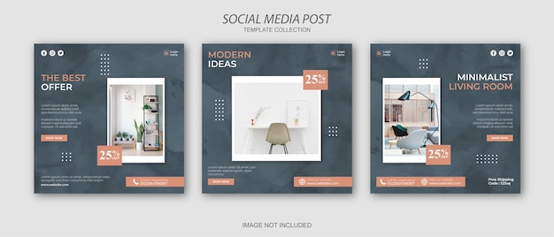 Möbel instagram social media post template set