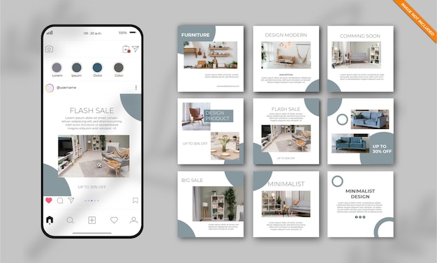 Möbel instagram social media post template set