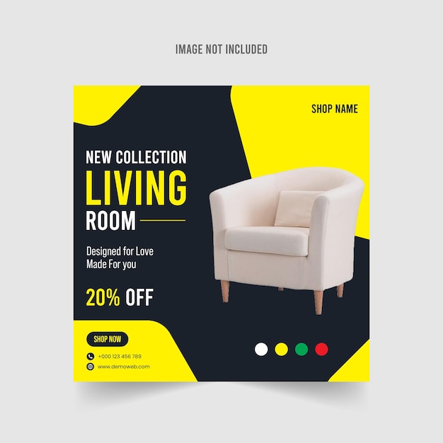 Möbeldesign für social-media-banner und instagram-postvorlagen