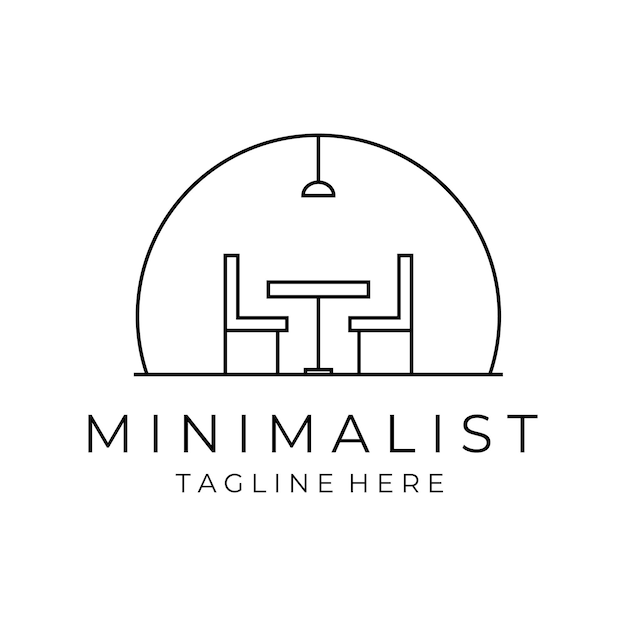 Möbelinnenraum minimalistisches logo-vektorsymbol-illustrationsdesign