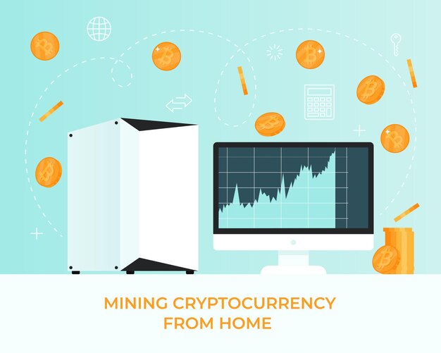 Möglichkeit zum Mining von Kryptowährung Bitcoin auf Ihrem Computer zu Hause Physische Bitmünze