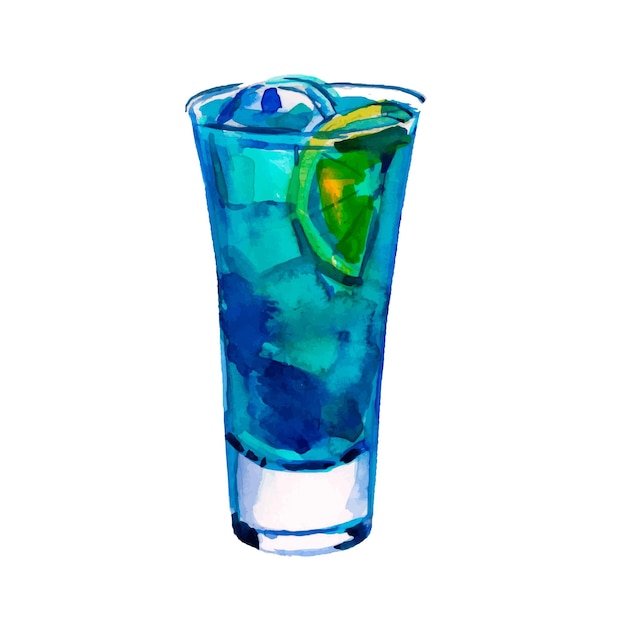 Vektor mojito-cocktail in doppelwandigem glas isoliert auf weiß