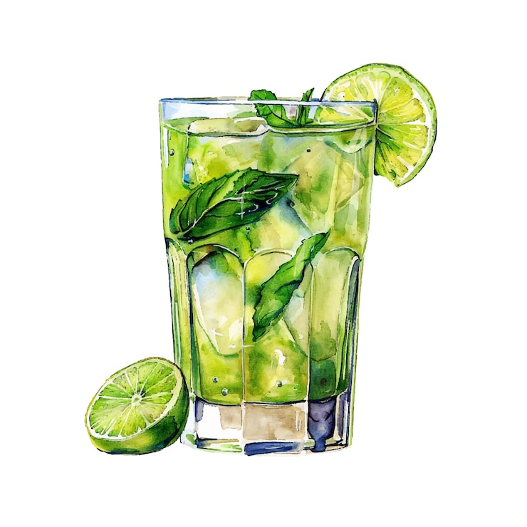 Vektor mojito-vektorillustration im aquarell-stil