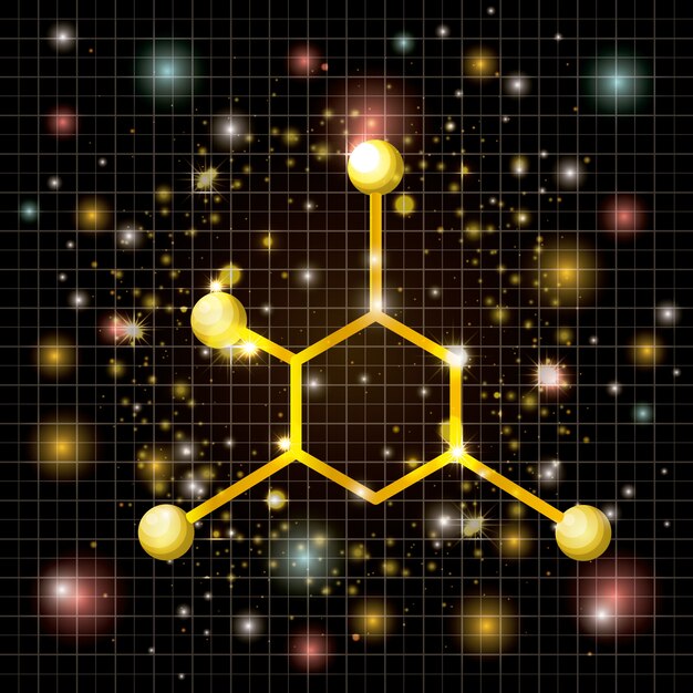 Vektor molekülstruktur goldenes symbol