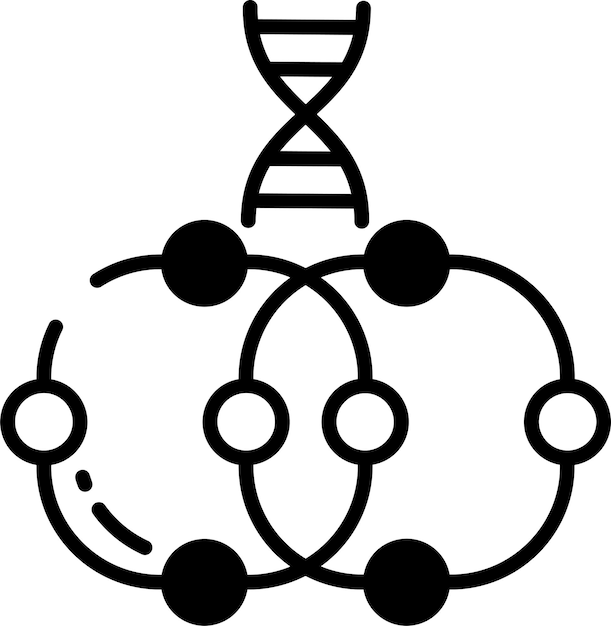 Vektor molekulare dna-glyphen und linienvektor-illustration