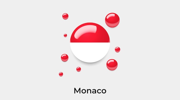 Monaco flagge glänzende blasen symbol vektor illustration