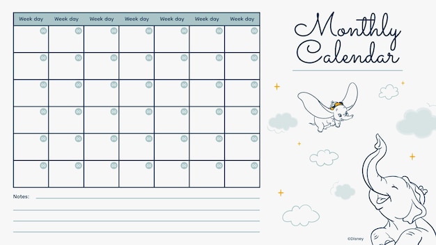 Monatlicher Kalender von Dumbo