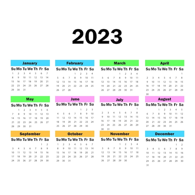 Monatskalender kalendersaison 2023 vektorillustration