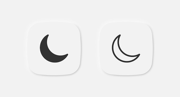 Mond-Ikonen Halbmond-Zeichen Nacht-Symbol dunkle Themen-Iconen Vektor-isolierte Zeichen